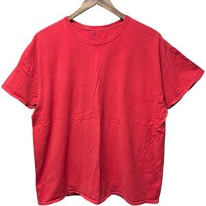 plain blank red fruit of the loom platinum short sleeve crewneck work T-shirt